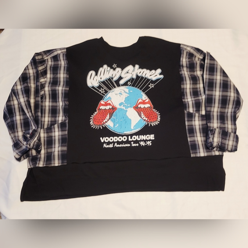 UPCYCLED REMADE REFASHIONED ROLLING STONES 90S SweatShirt XL/XXL - Picture 3 of 7